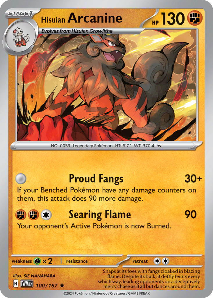 Hisuian Arcanine - 100/167 - Twilight Masquerade (Reverse Holo)