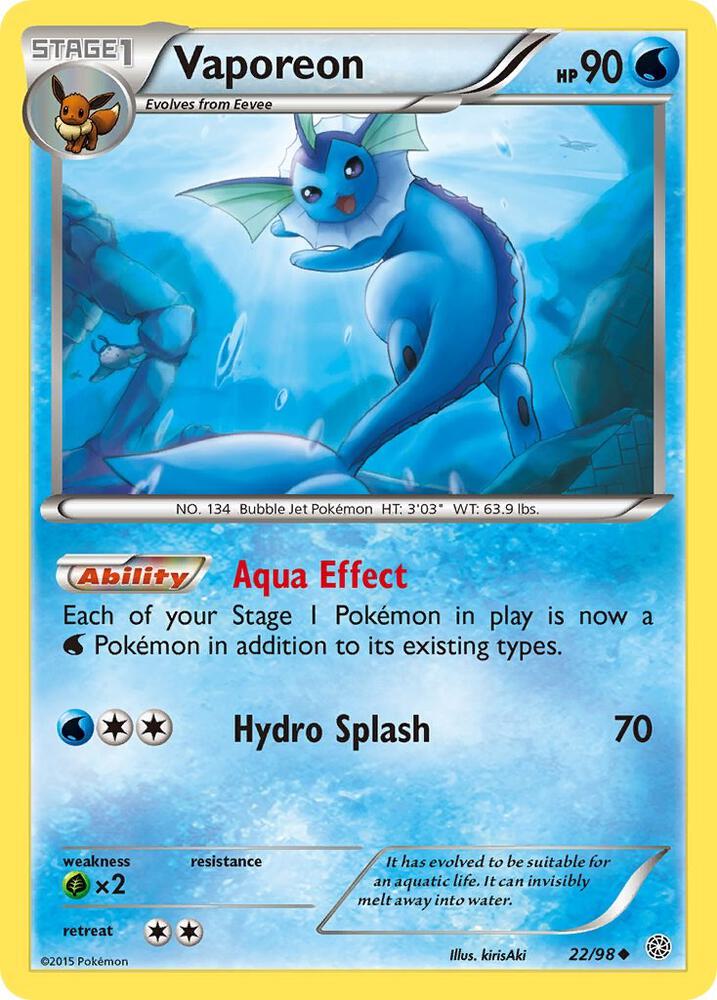 Vaporeon - XY - Ancient Origins Reverse Holo