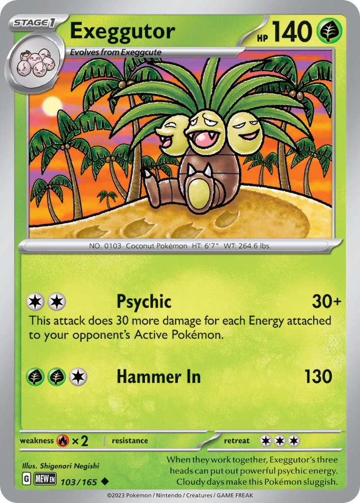 Exeggutor - 103/165 -SV: Scarlet & Violet 151 (MEW) (Reverse Holo)