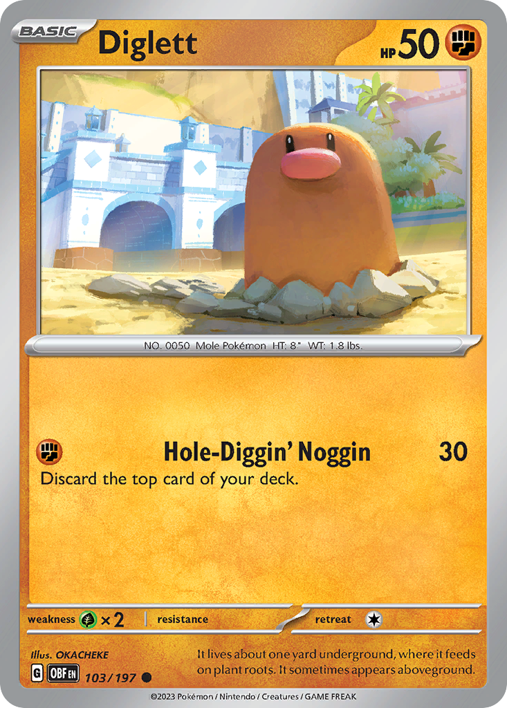Diglett - 103/197 - Obsidian Flames (Reverse Holo)