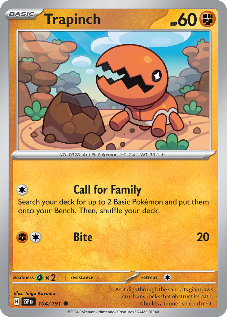 Trapinch- 104/191 - Surging Sparks (Reverse Holo)