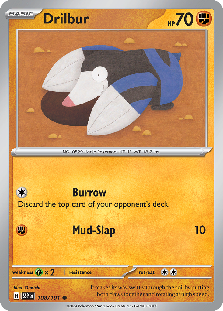Drilbur- 108/191 - Surging Sparks (Reverse Holo)