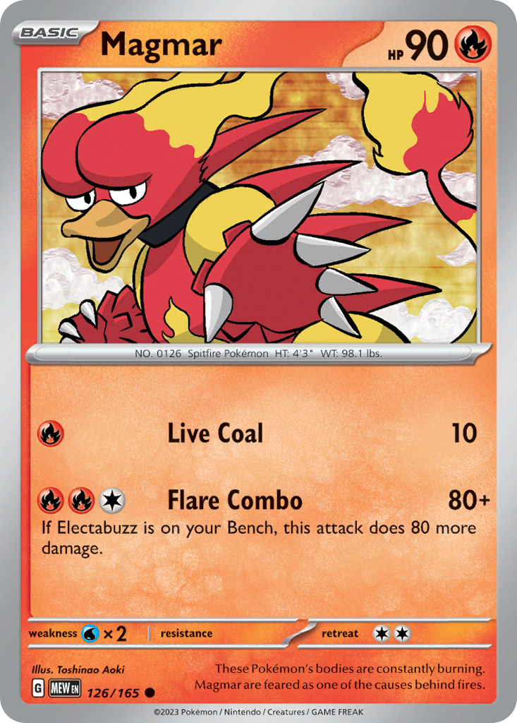 Magmar - 126/165 -SV: Scarlet & Violet 151 (MEW) (Reverse Holo)