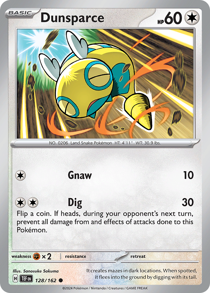 Dunsparce - 128/162 - Temporal Forces (Reverse Holo)