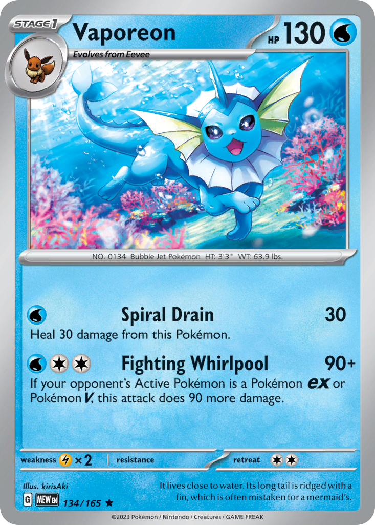 Vaporeon - 134/165 -SV: Scarlet & Violet 151 (MEW) (Holo)