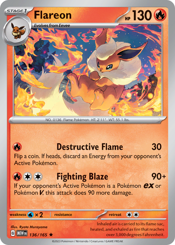 Flareon - 136/165 -SV: Scarlet & Violet 151 (MEW) (Holo)