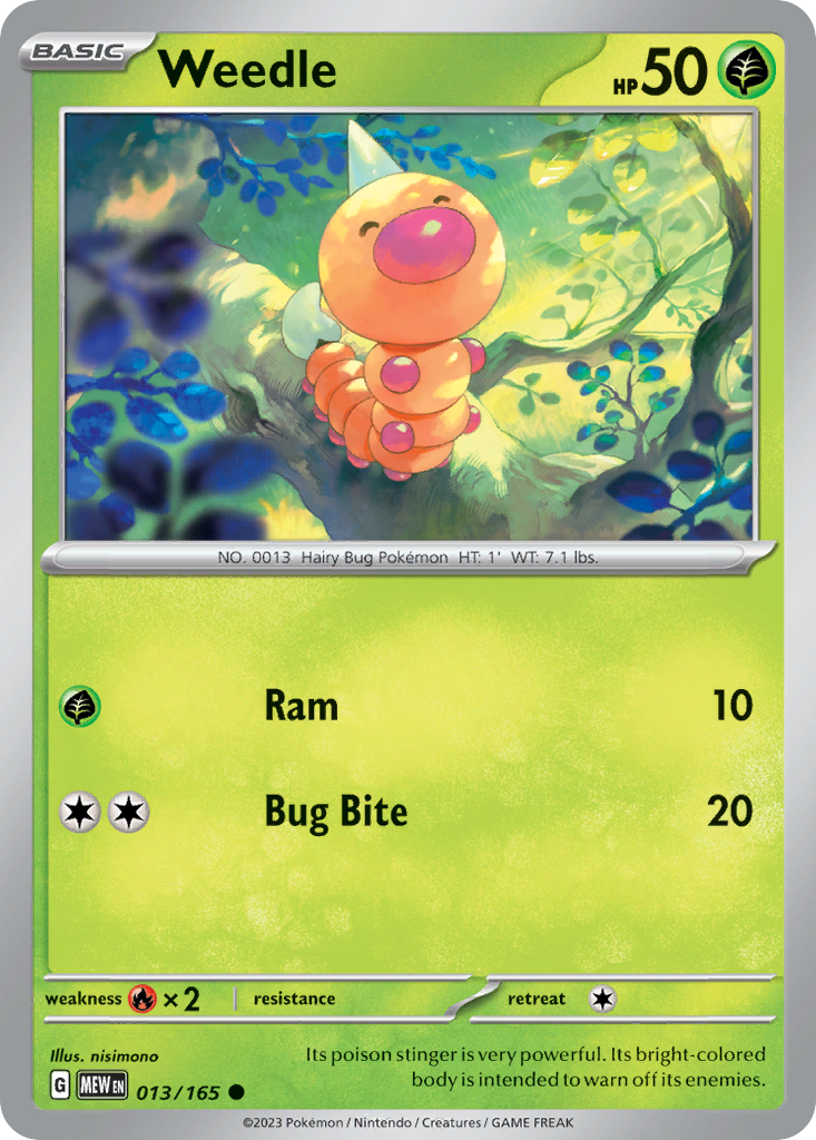 Weedle - 013/165 -SV: Scarlet & Violet 151 (MEW) (Reverse Holo)