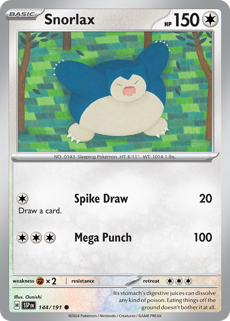 Snorlax- 144/191 - Surging Sparks (Reverse Holo)