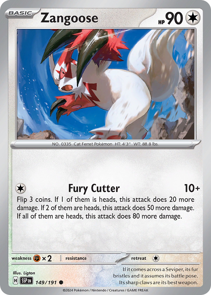 Zangoose- 149/191 - Surging Sparks (Reverse Holo)