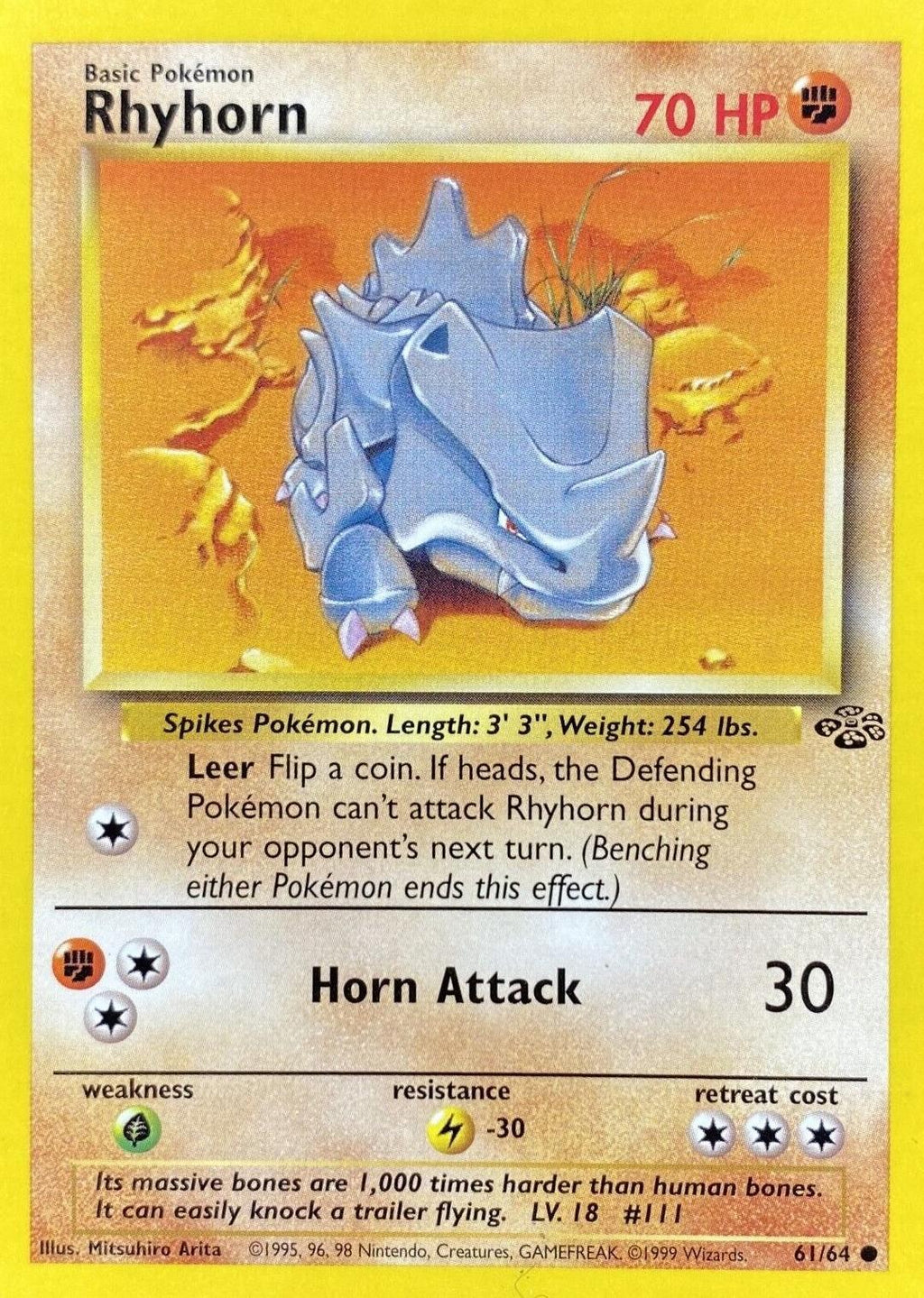 Rhyhorn - 61/64 - Jungle (base2) (Moderately Played)