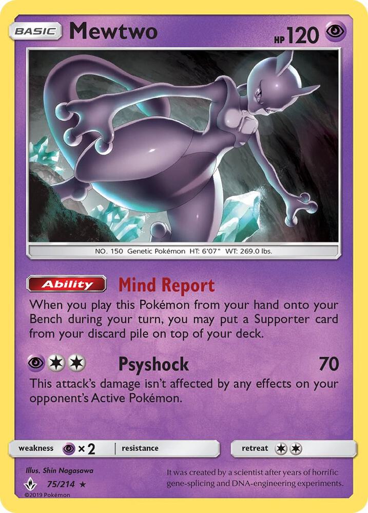 Mewtwo - 75/214 - SM - Unbroken Bonds (Reverse Holo)