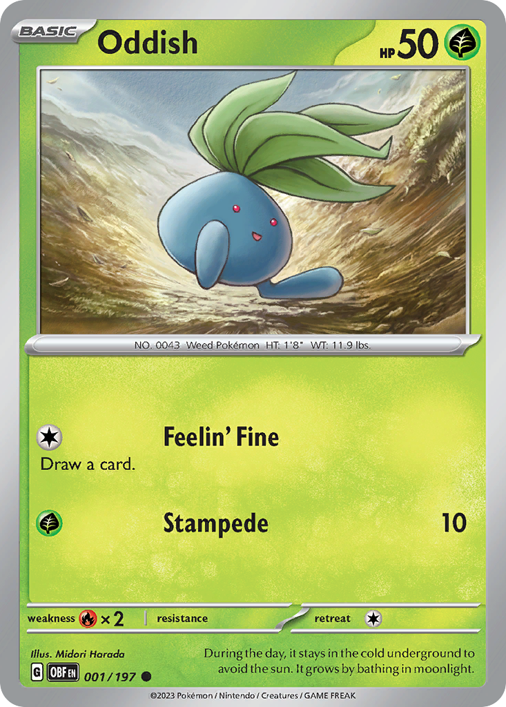 Oddish - 001/197 - Obsidian Flames (Reverse Holo)