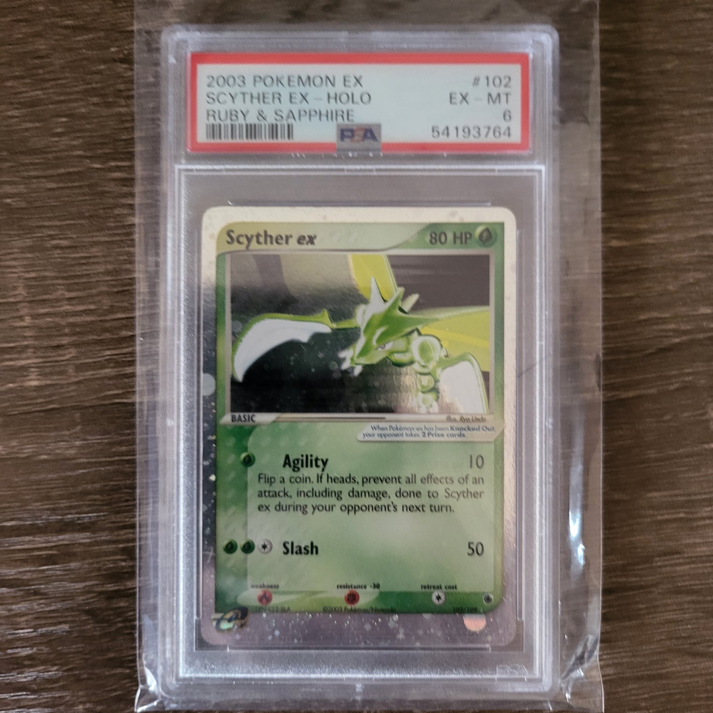 PSA 6 Scyther EX (2003) Holo Ryby and Saphire