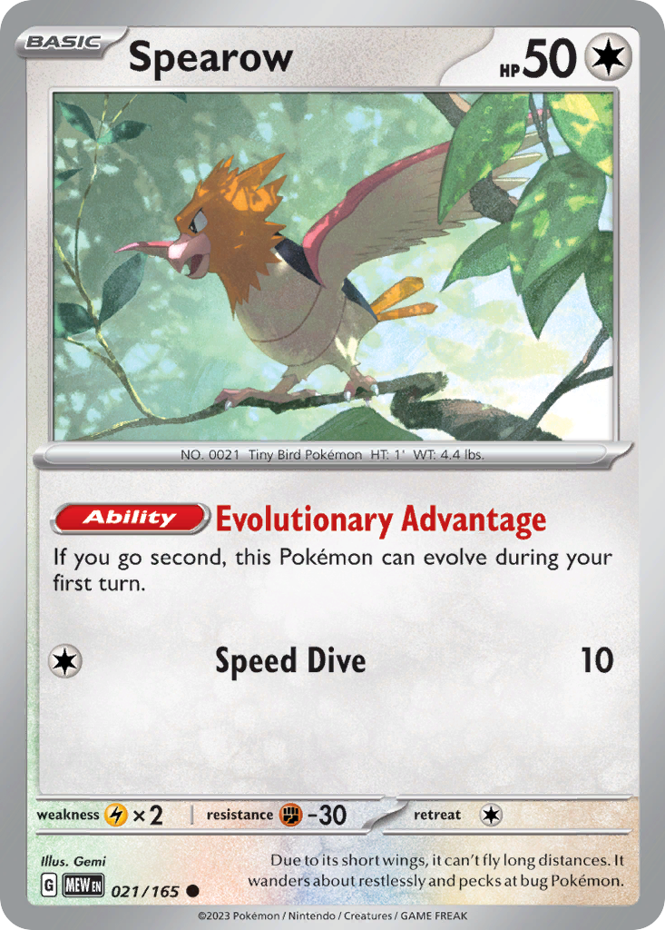 Spearow - 021/165 -SV: Scarlet & Violet 151 (MEW) (Reverse Holo)