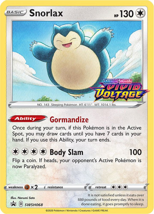 Snorlax - SWSH068 (Prerelease) - SWSH: Sword & Shield Promo Sealed