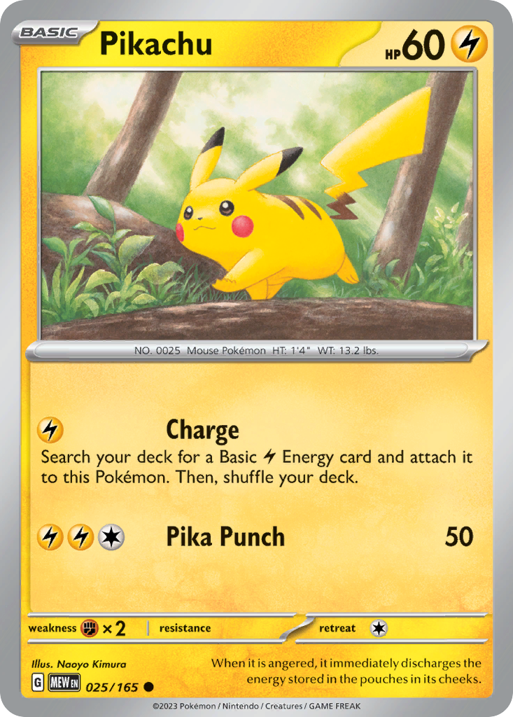 Pikachu - 025/165 -SV: Scarlet & Violet 151 (MEW) (Reverse Holo)
