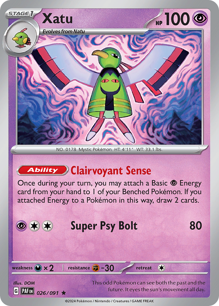 Xatu - 026/091 - Paldean Fates (Reverse Holo)