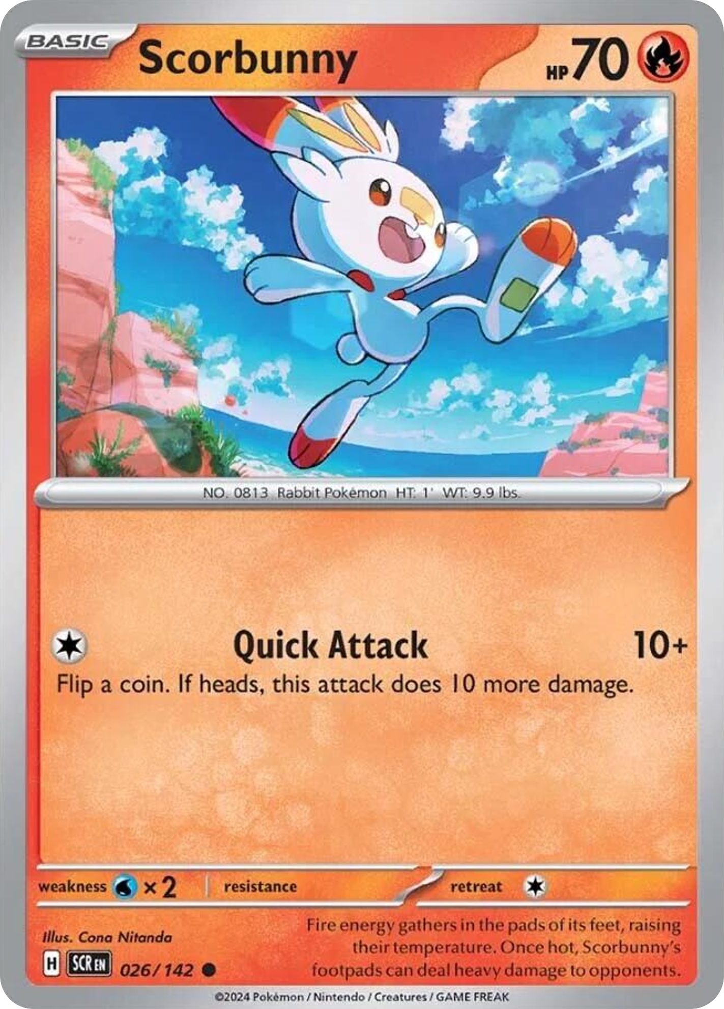 Scorbunny- 026/142 - Stellar Crown (Reverse Holo)