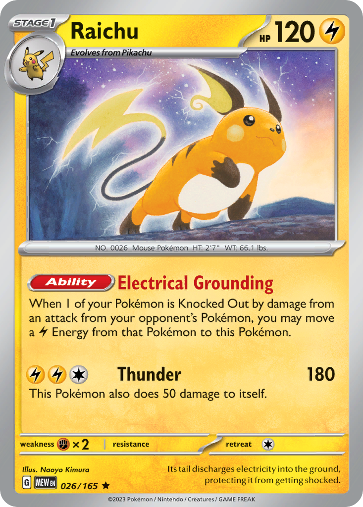 Raichu - 026/165 -SV: Scarlet & Violet 151 (MEW) (Holo)