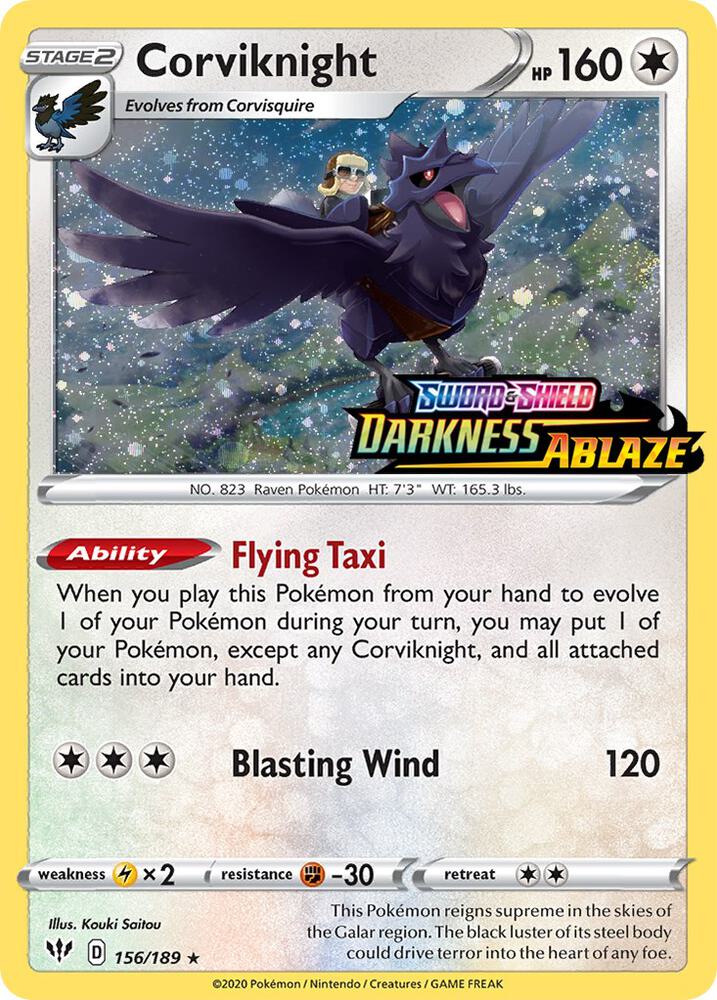 Corviknight - 156/189 - SWSH: Darkness Ablaze (DAA) (Darkness Ablaze Stamped)