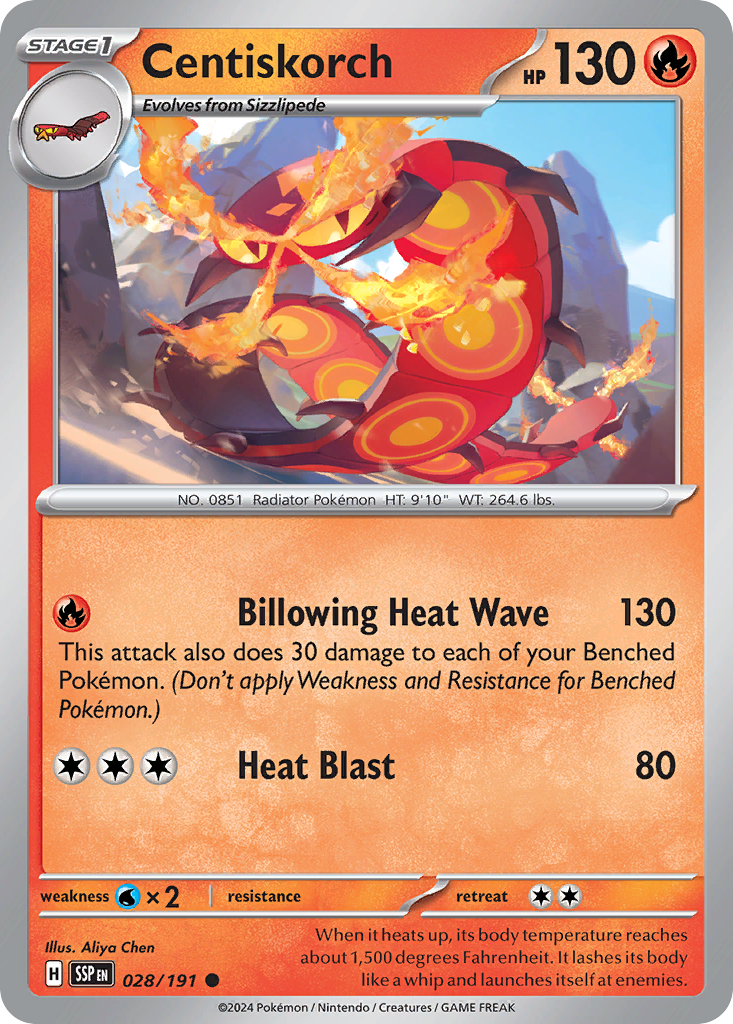 Centiskorch- 028/191 - Surging Sparks (Reverse Holo)