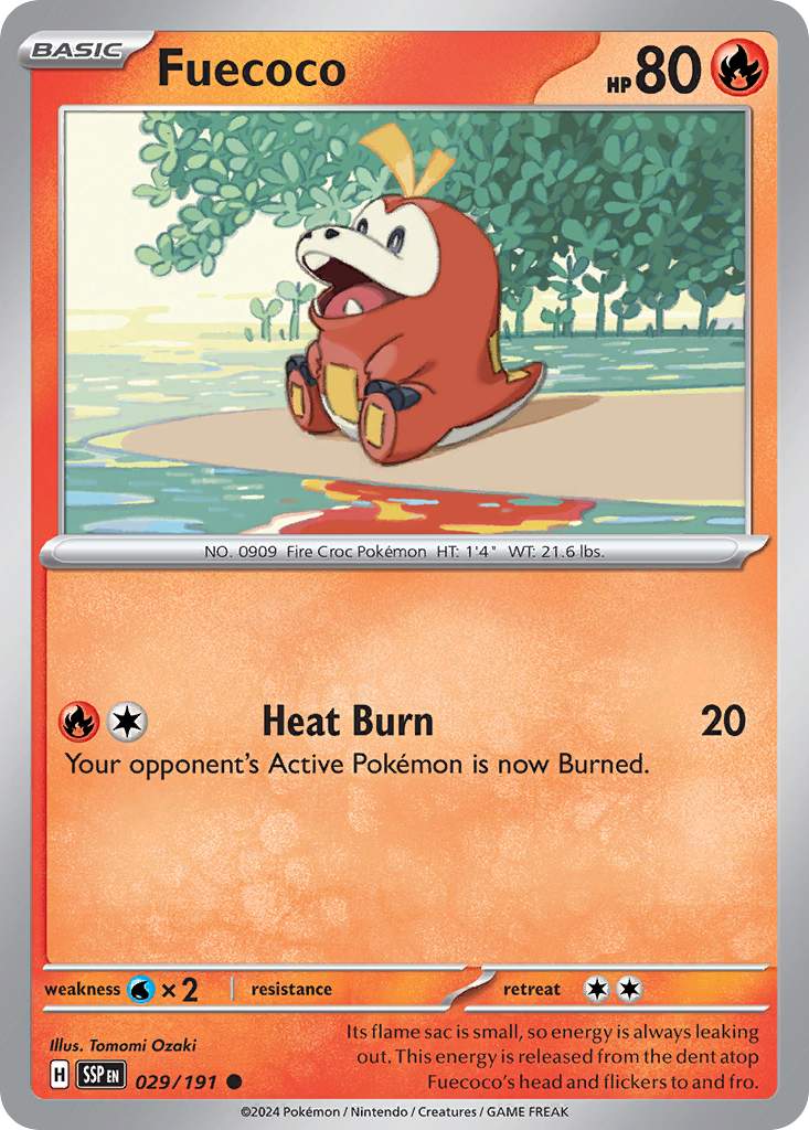 Fuecoco- 029/191 - Surging Sparks (Reverse Holo)