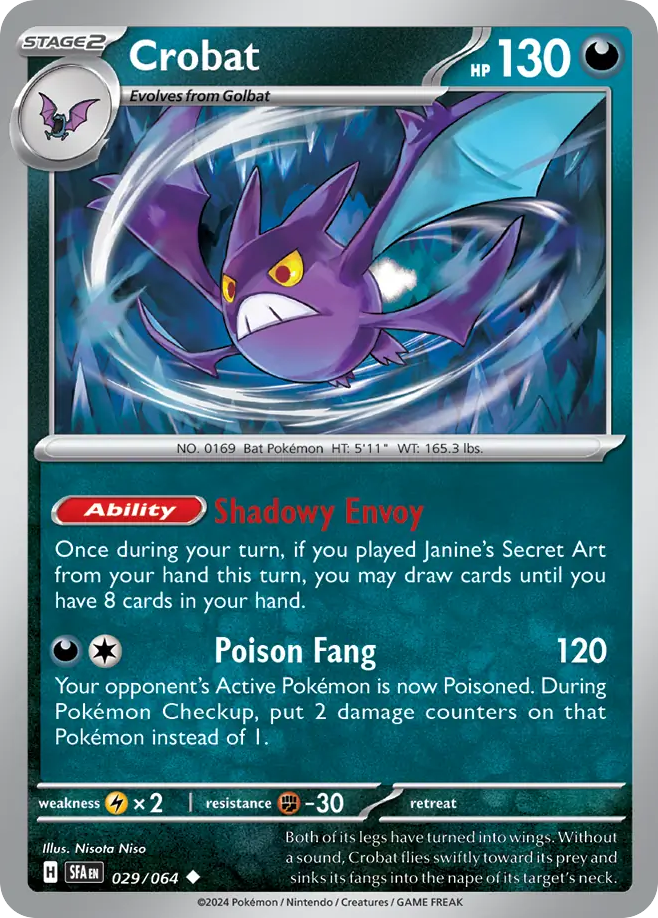 Crobat - 029/064 - Shrouded Fable (Reverse Holo)