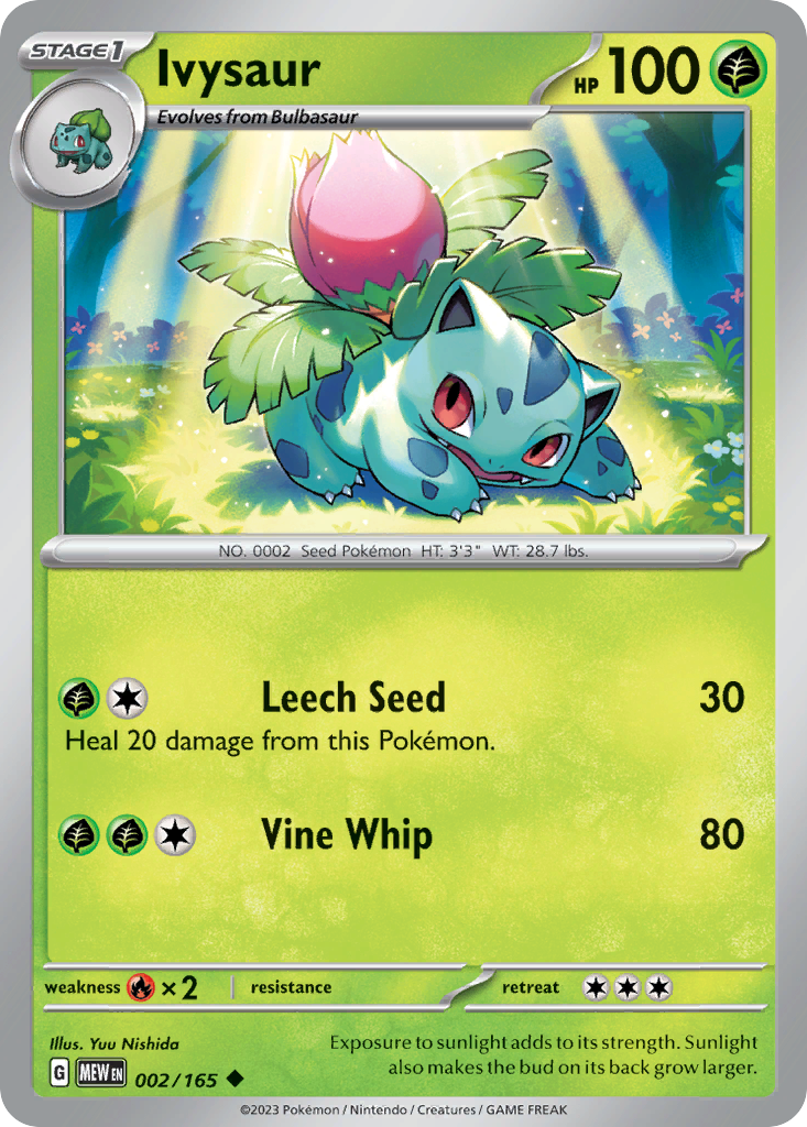 Ivysaur - 002/165 -SV: Scarlet & Violet 151 (MEW) (Reverse Holo)