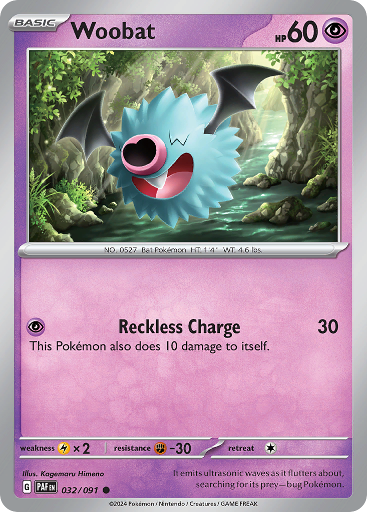 Woobat - 032/091 - Paldean Fates (Reverse Holo)