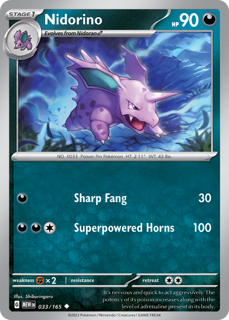 Nidorino - 033/165 -SV: Scarlet & Violet 151 (MEW) (Reverse Holo)