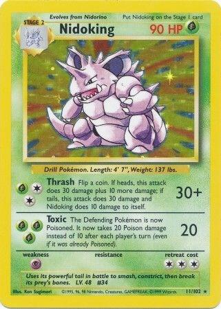 Nidoking - 11/102 - Base Set (base1) (Unlimited Holo) (Heavy Played)