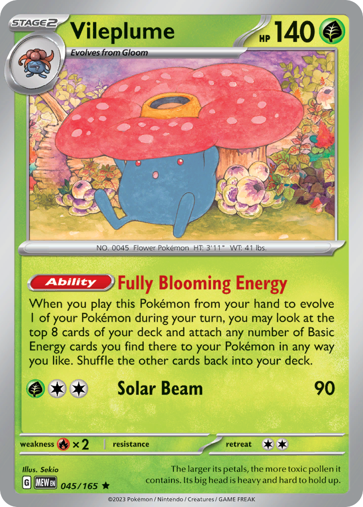 Vileplume - 045/165 -SV: Scarlet & Violet 151 (MEW) (Reverse Holo)