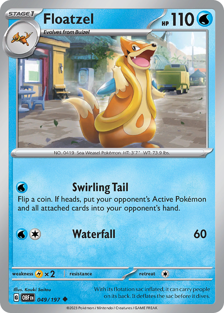 Floatzel - 049/197 - Obsidian Flames (Reverse Holo)