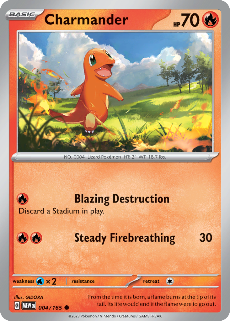 Charmander - 004/165 -SV: Scarlet & Violet 151 (MEW) (Reverse Holo)