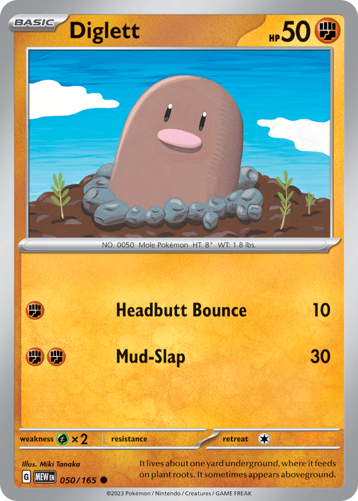 Diglett - 050/165 -SV: Scarlet & Violet 151 (MEW) (Reverse Holo)