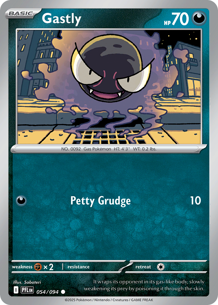 Gastly- 054/094 - Phantasmal Flames (Reverse Holo)