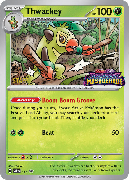 Thwackey - 115 (Prerelease) [Staff] - SV: Scarlet & Violet Promo Sealed