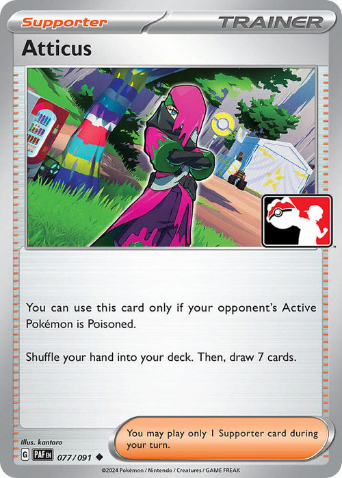 Atticus - 077/091 - Paldean Fates (League Stamped)