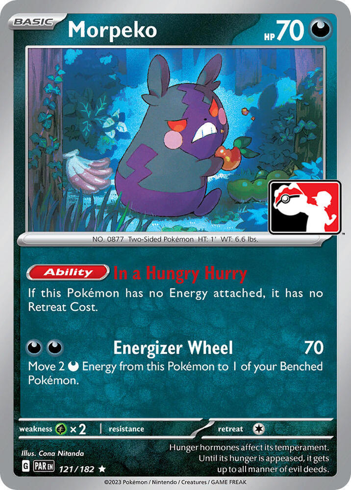 Morpeko  - 121/182  - Paradox Rift (League Stamp) (Holo)