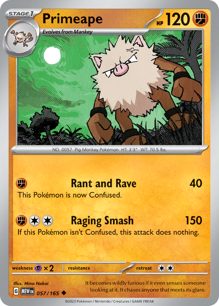 Primeape - 057/165 -SV: Scarlet & Violet 151 (MEW) (Reverse Holo)