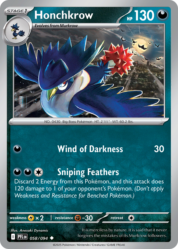 Honchkrow- 058/094 - Phantasmal Flames (Reverse Holo)