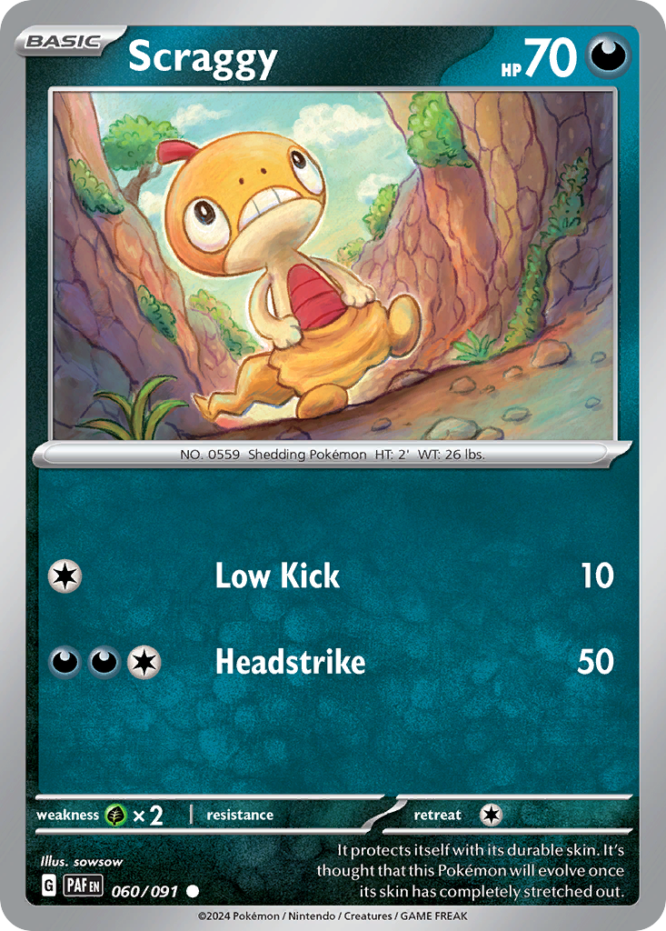 Scraggy - 060/091 - Paldean Fates (Reverse Holo)