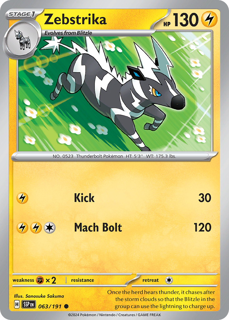 Zebstrika- 063/191 - Surging Sparks (Reverse Holo)