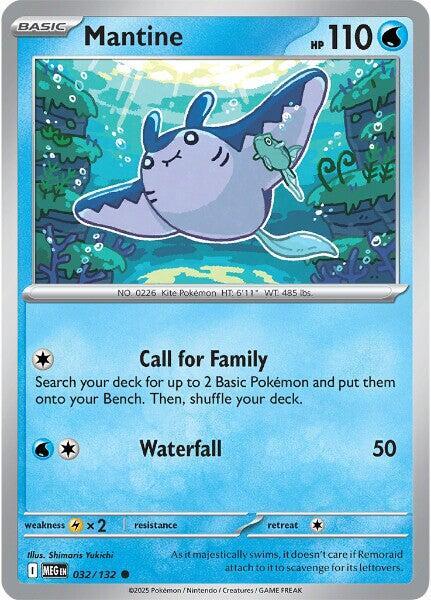 Mantine  - 032/132  - Mega Evolution(Reverse Holo)