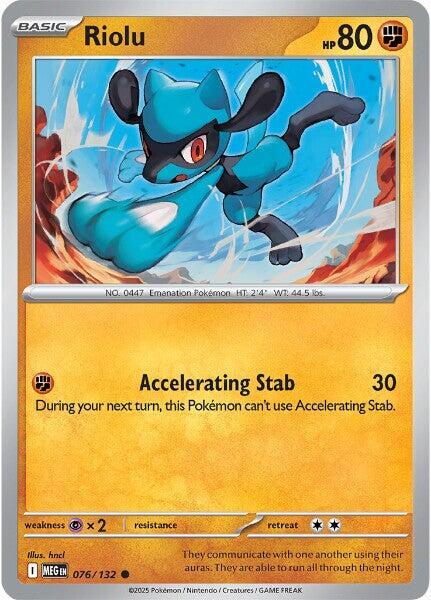 Riolu  - 076/132  - Mega Evolution(Reverse Holo)