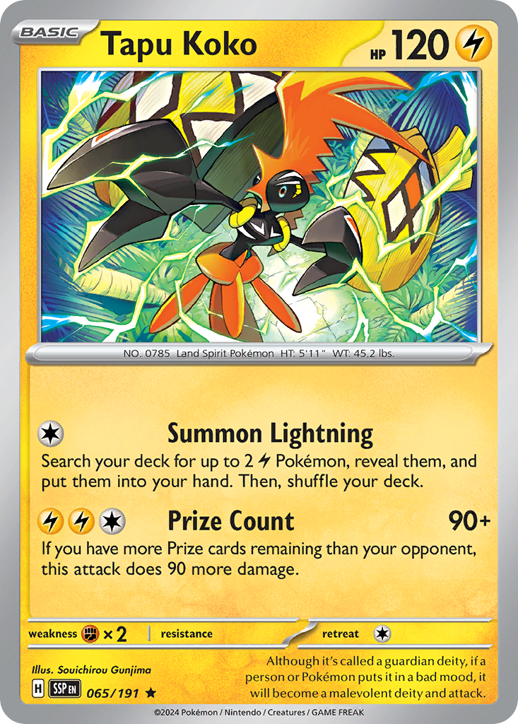 Tapu Koko- 065/191 - Surging Sparks (Reverse Holo)