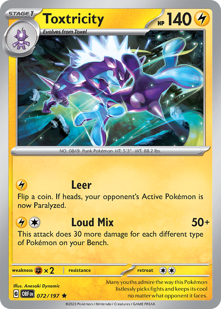 Toxtricity - 072/197 - Obsidian Flames (Reverse Holo)
