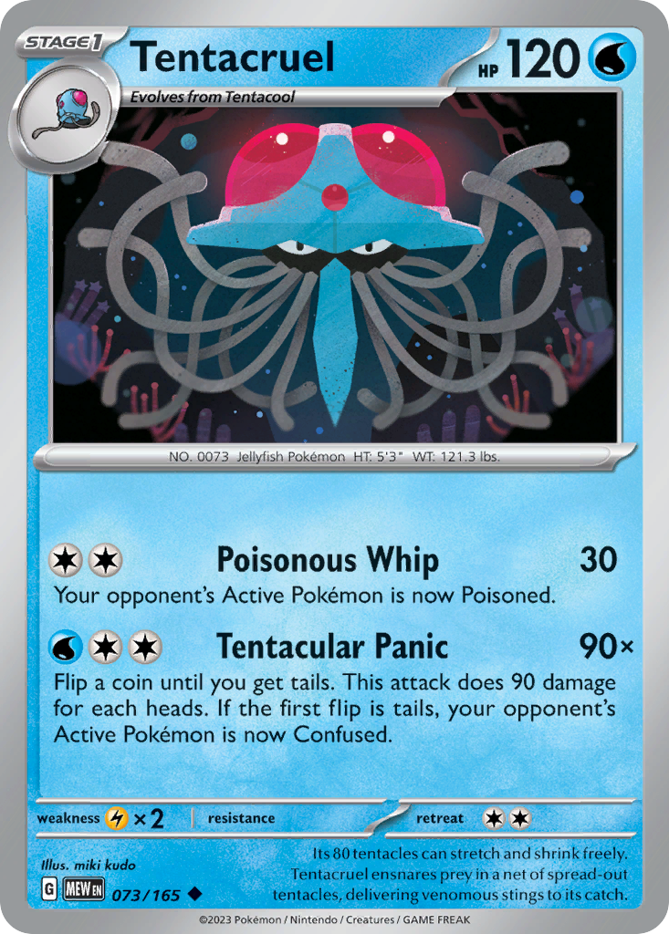 Tentacruel - 073/165 -SV: Scarlet & Violet 151 (MEW) (Reverse Holo)