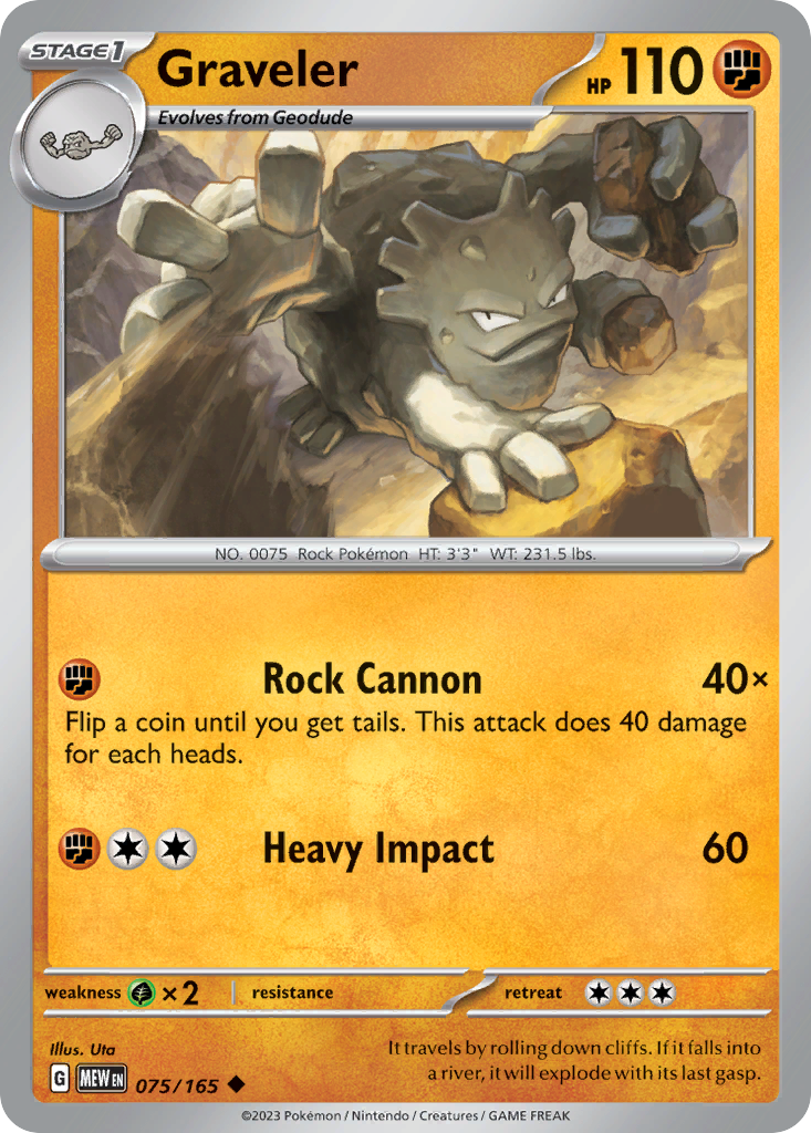 Graveler - 075/165 -SV: Scarlet & Violet 151 (MEW) (Reverse Holo)