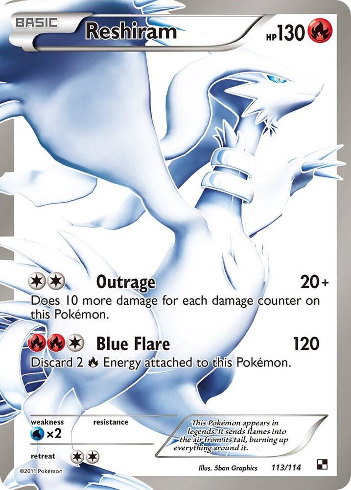Reshiram - 113/114 - Black and White (Lightly Played)